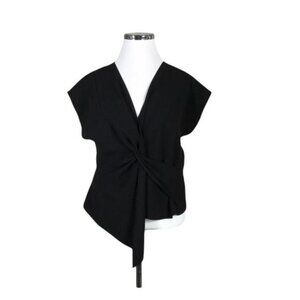 ZARA Women's V Neck Cap‎ Sleeve Twist Front Blouse Small